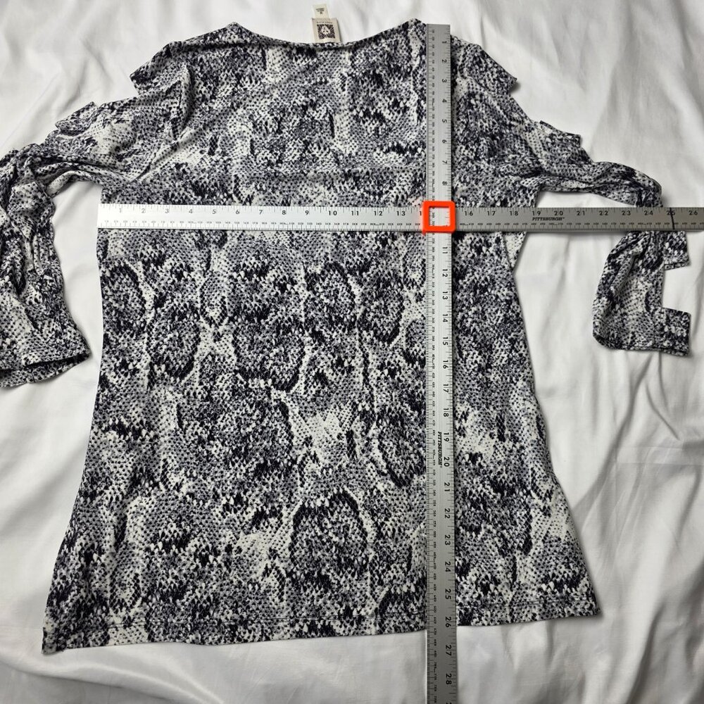 Anne Klein Snakeskin Print Ruffle Sleeve Blouse - Picture 8 of 8